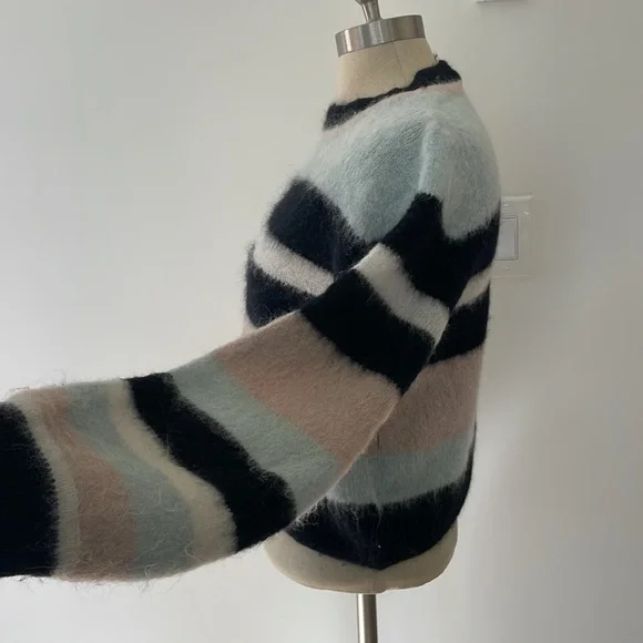 Ba&sh lady pullover Alpaca striped sweater made in Italy - size 0 - Picture 2 of 10